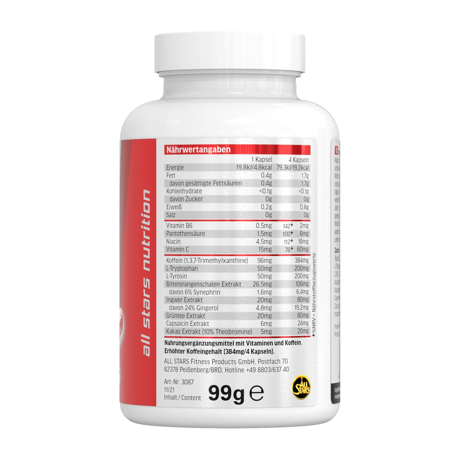 AllStars Lipodex Diet Booster capsules 120 unités, formule multi-thermogénique