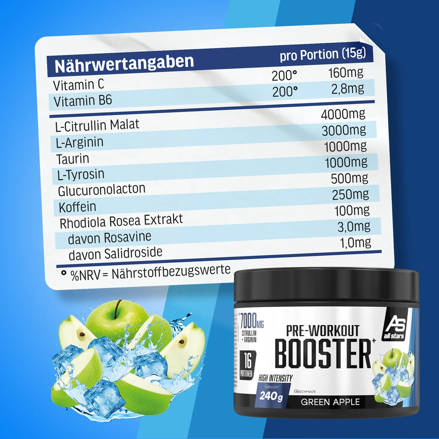 AllStars Pre Workout Booster Extreme booster pré-entraînement Green Apple