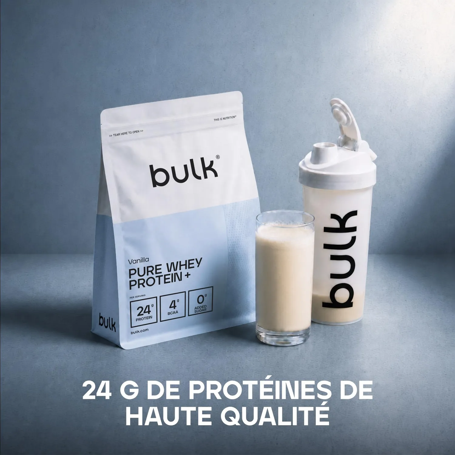 Bulk Pure Whey Protein+ whey vanille 900 g 24 g