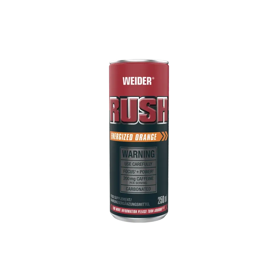 Weider Rush RTD booster pré-entraînement Orange, fruits rouges 250 ml