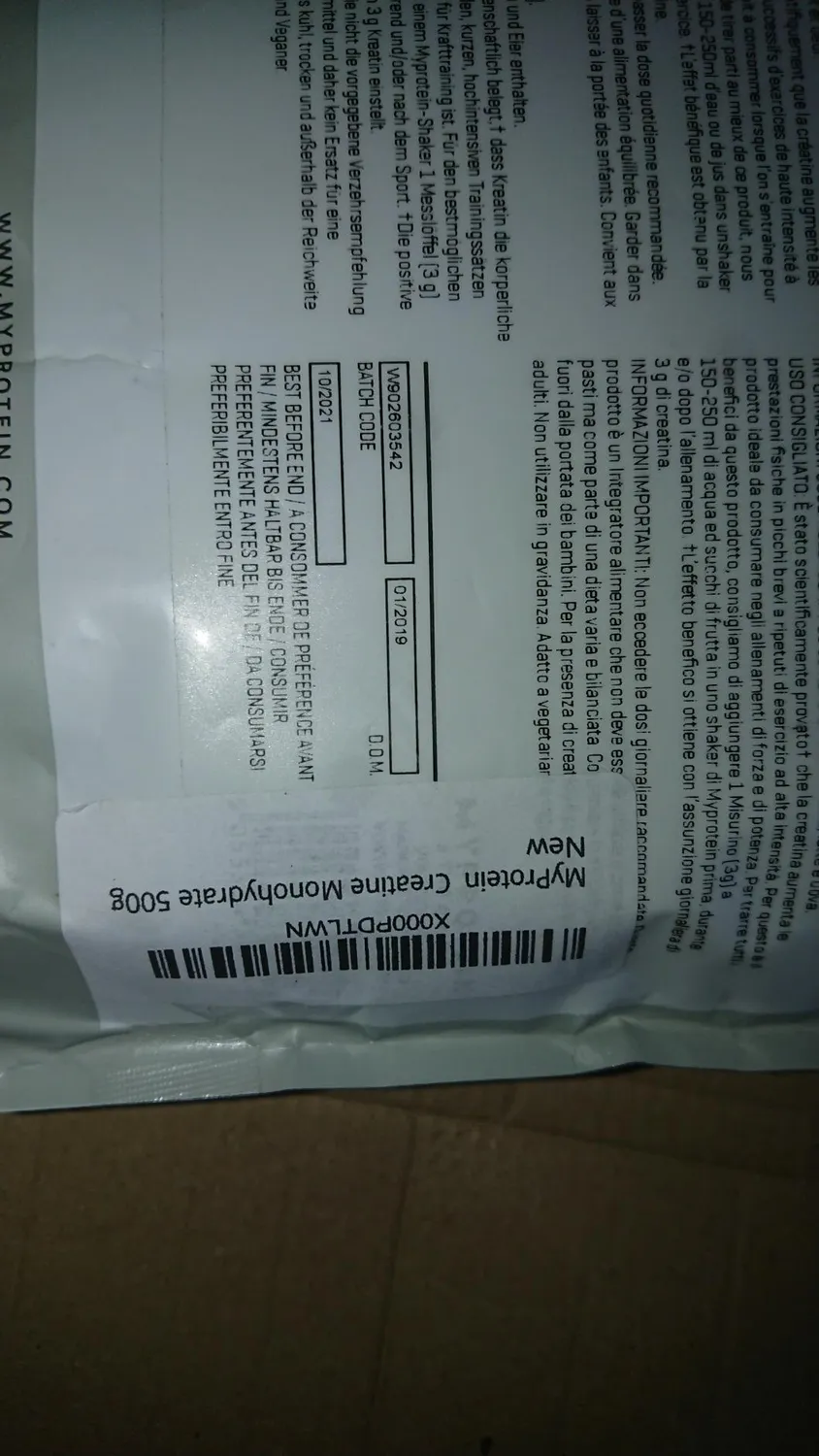 Myprotein Créatine Monohydrate poudre 500 g pure