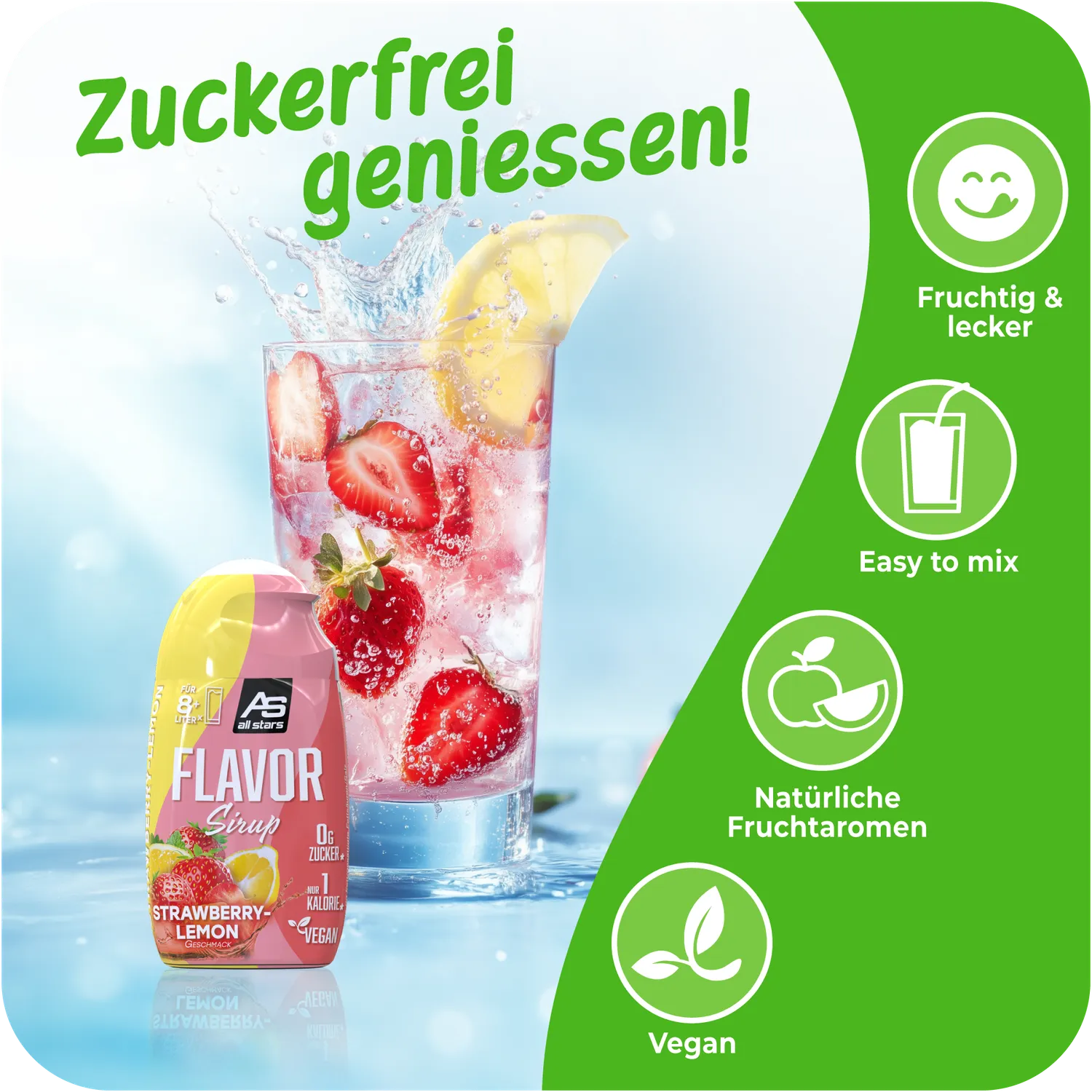 AllStars Flavor sirop Strawberry-Lemon 65 ml sans sucre