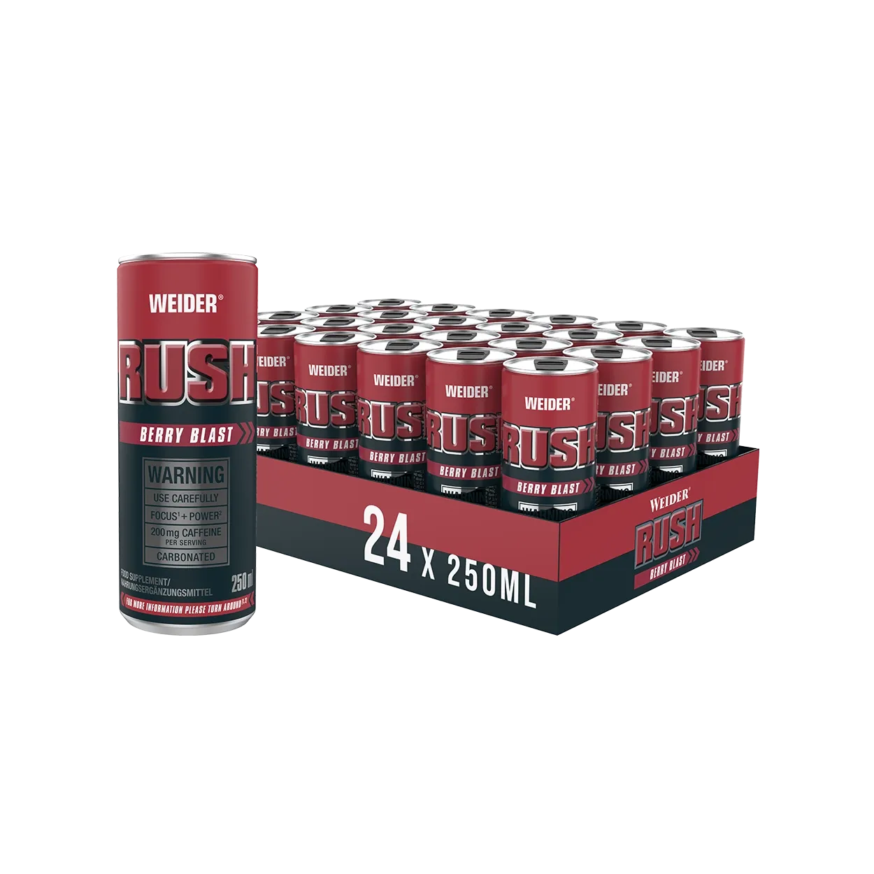 Weider Rush RTD booster pré-entraînement Orange, fruits rouges 250 ml