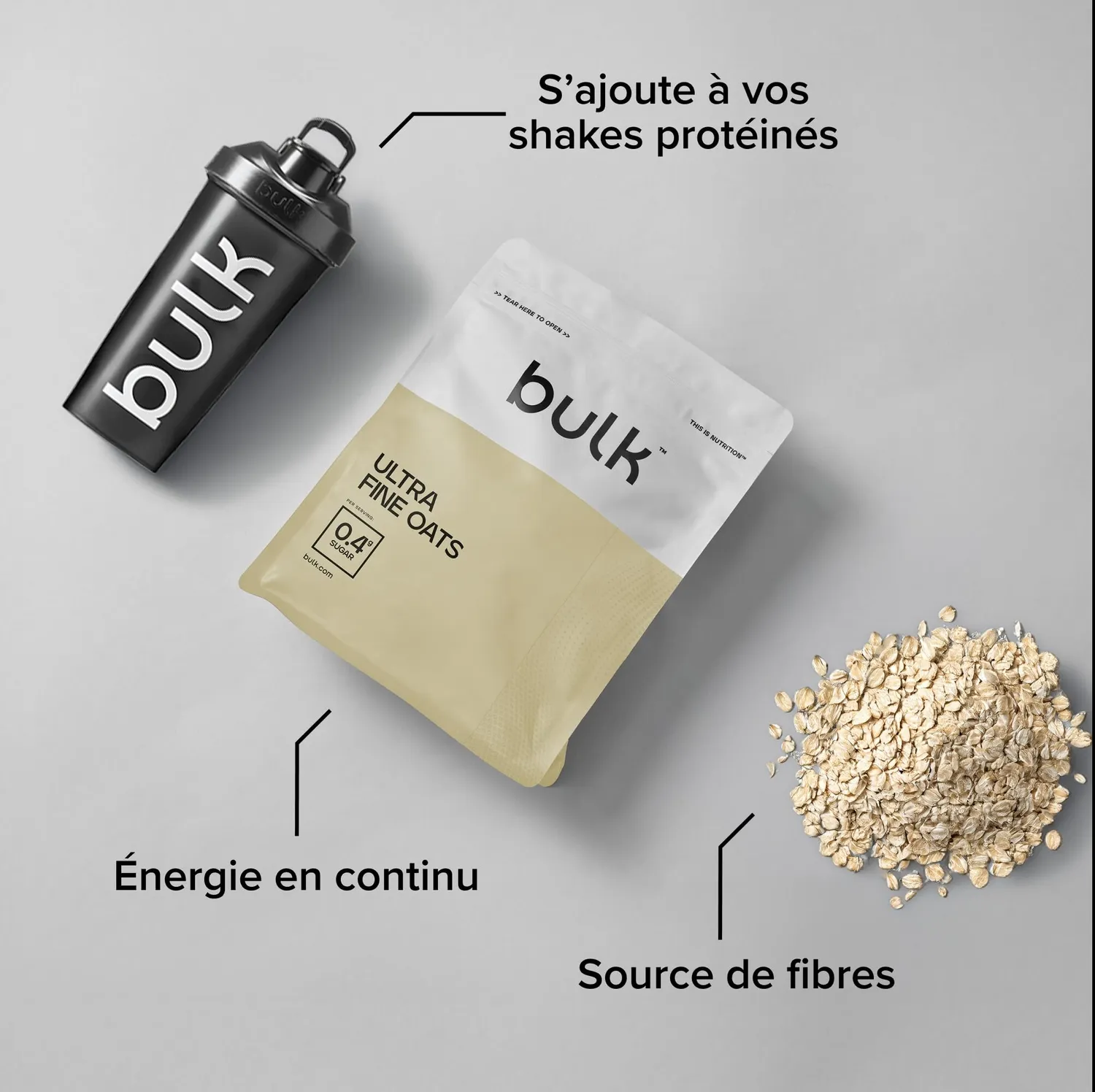 BULK Avoine Instantanée poudre 2,5 kg riche en fibres