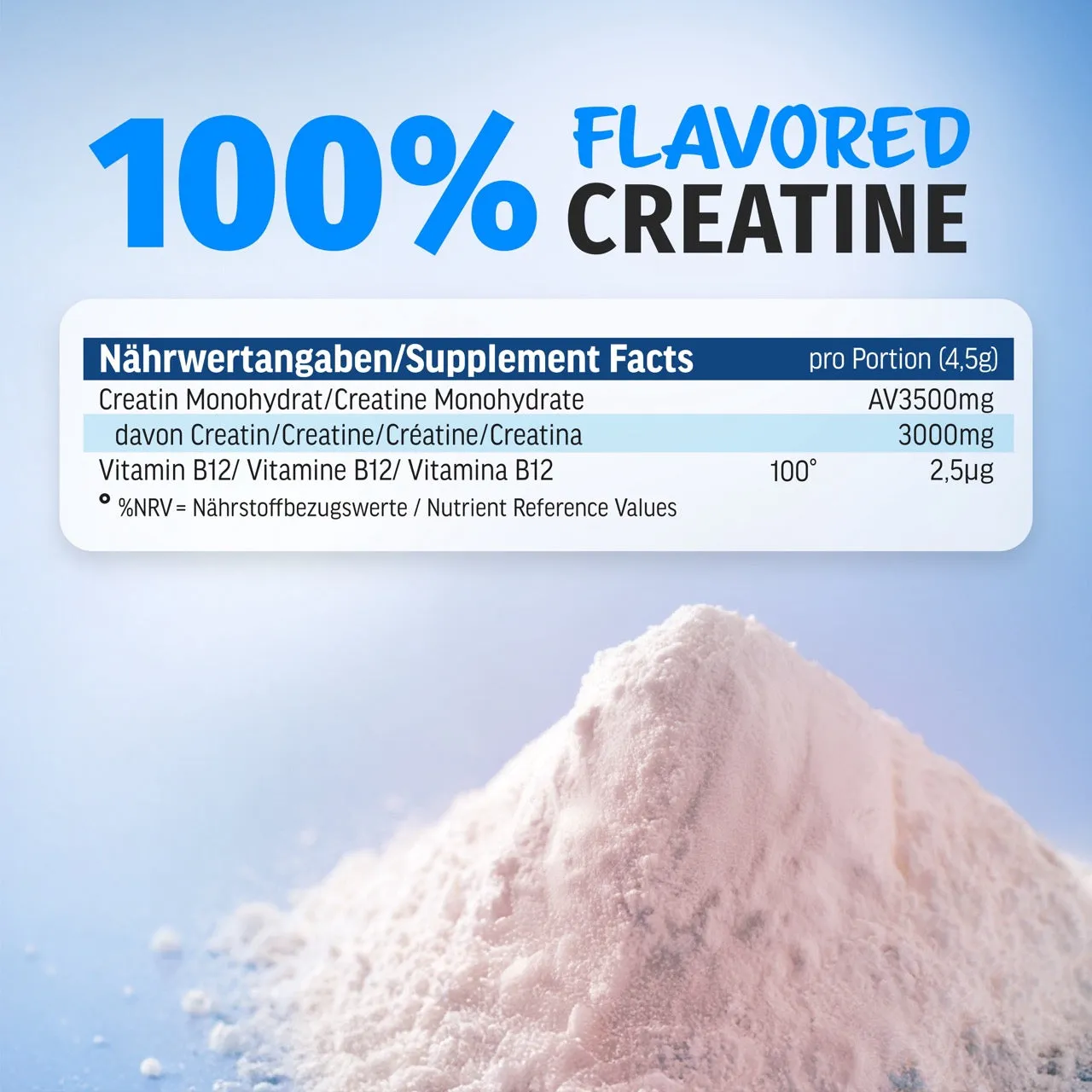 AllStars Creatine Flavored poudre Green Apple 250 g avec B12