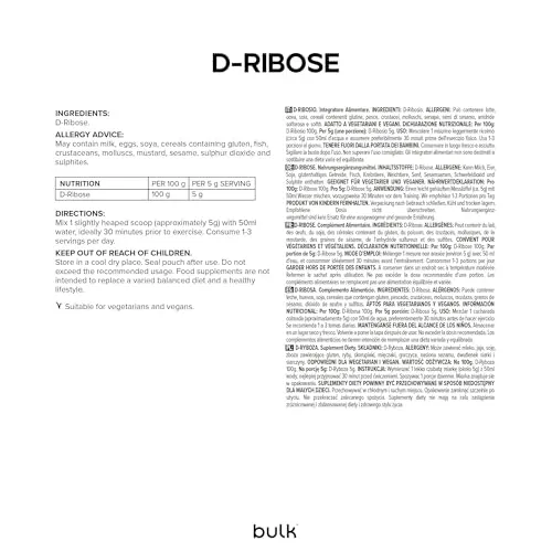 BULK D-ribose poudre 1 kg pure