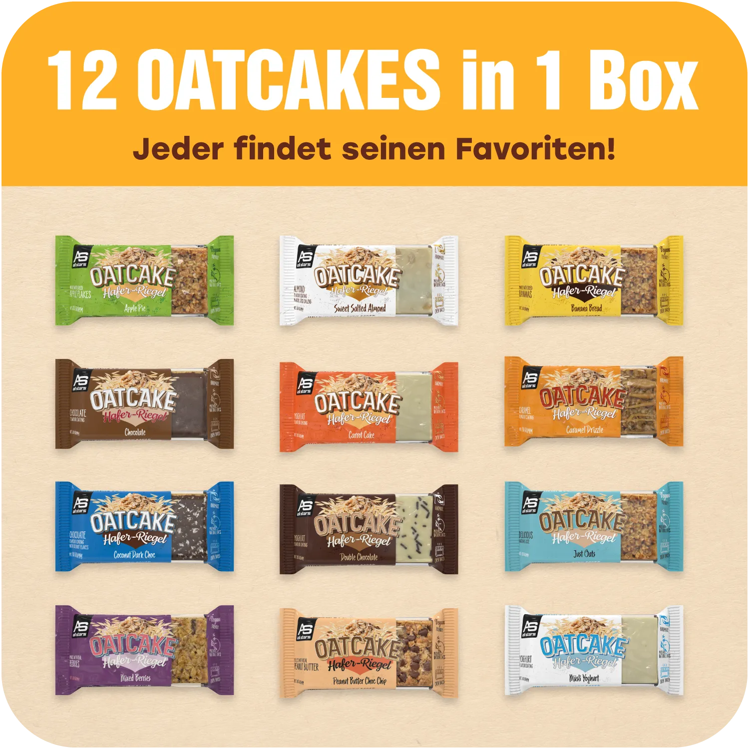 AllStars Oatcake Mixbox box de barres d’avoine 12 pièces assorties