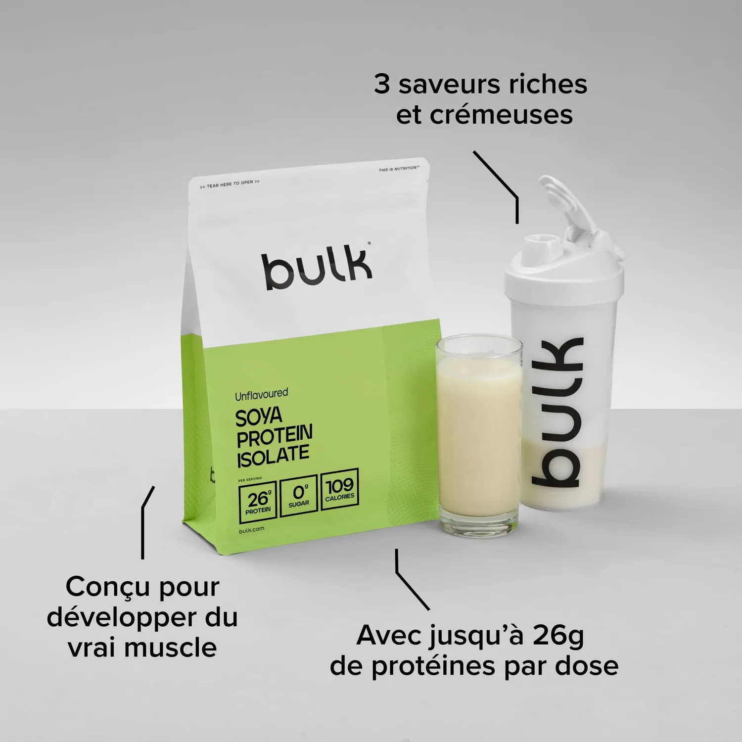 BULK Isolat de protéine de soja poudre 1 kg Vanille végétale