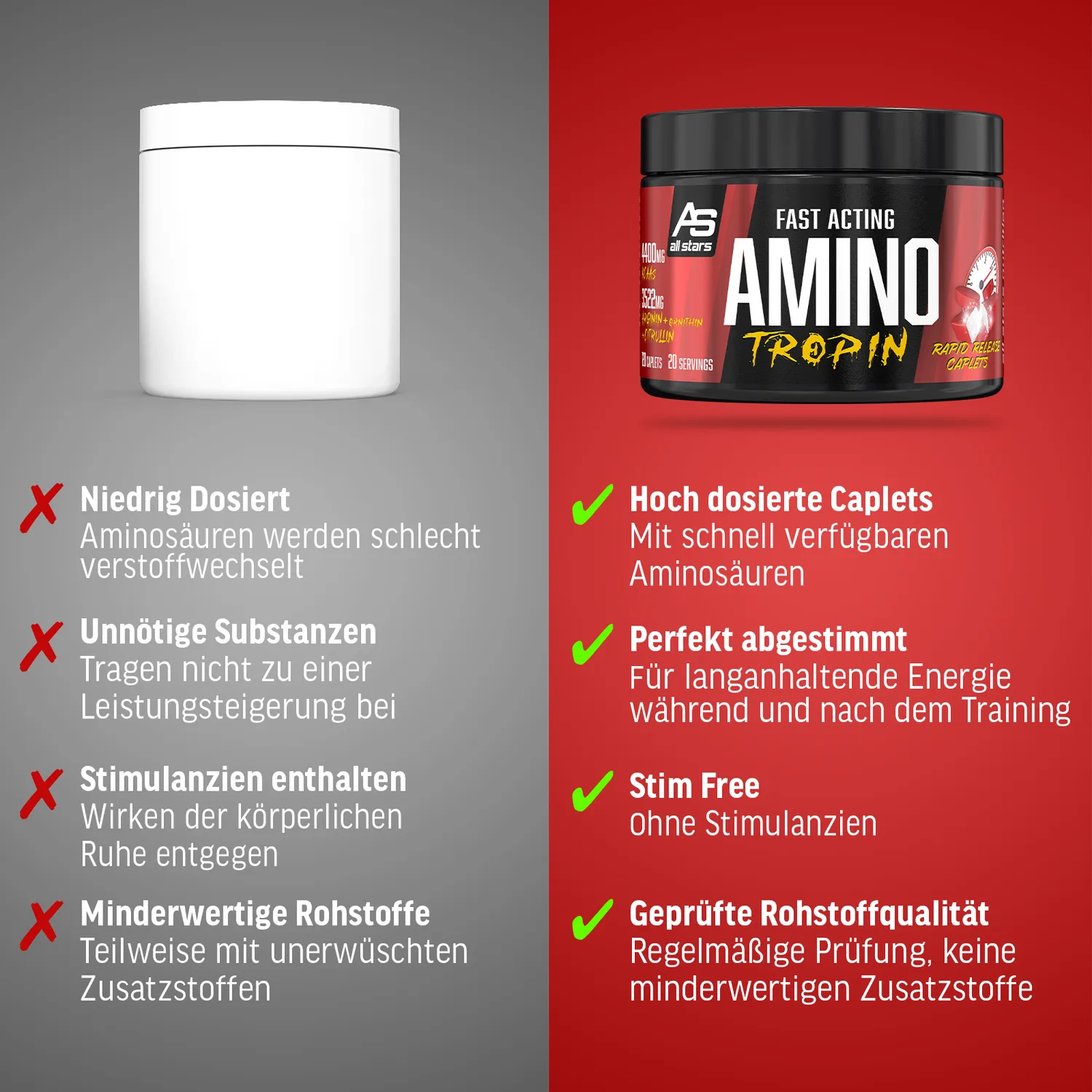 AllStars Aminotropin 120 caplets acides aminés BCAA