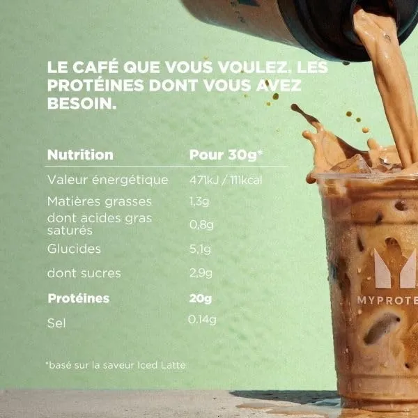 Myprotein Café Glacé Protéiné poudre Vanille Iced Latte 20 doses caféiné