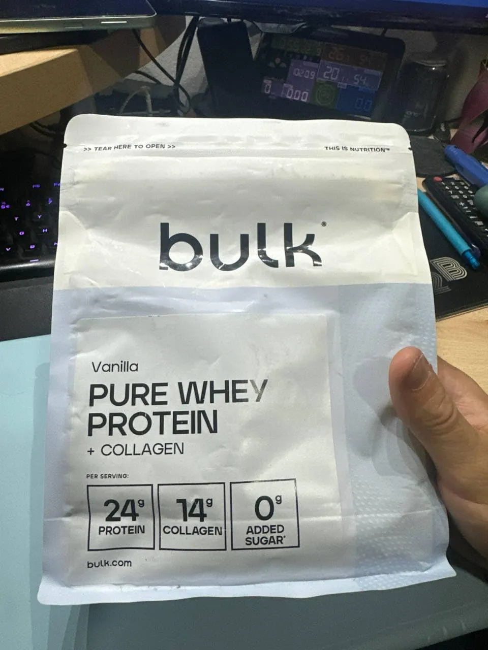 BULK Pure Whey Protein + Collagène poudre vanille 900 g 14 g collagène