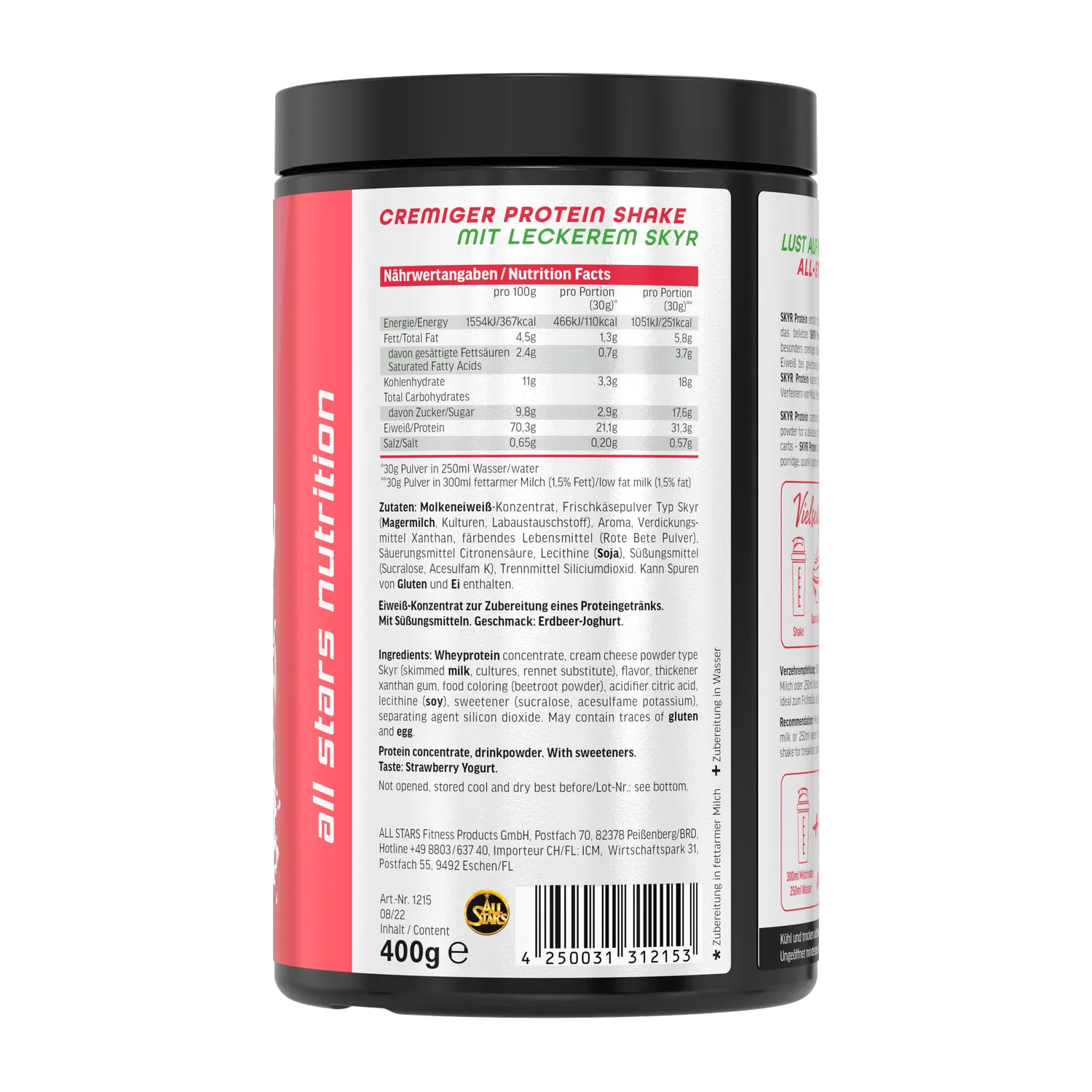 AllStars Skyr Protein poudre 400 g fraise-yoghurt crémeuse