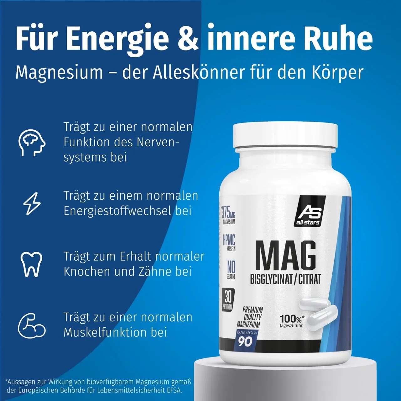 AllStars Pure MAG gélules magnésium 90 gélules vegan