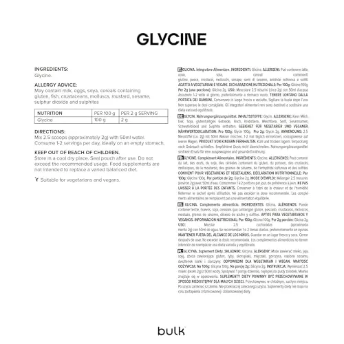 BULK Glycine en poudre 500 g acide aminé