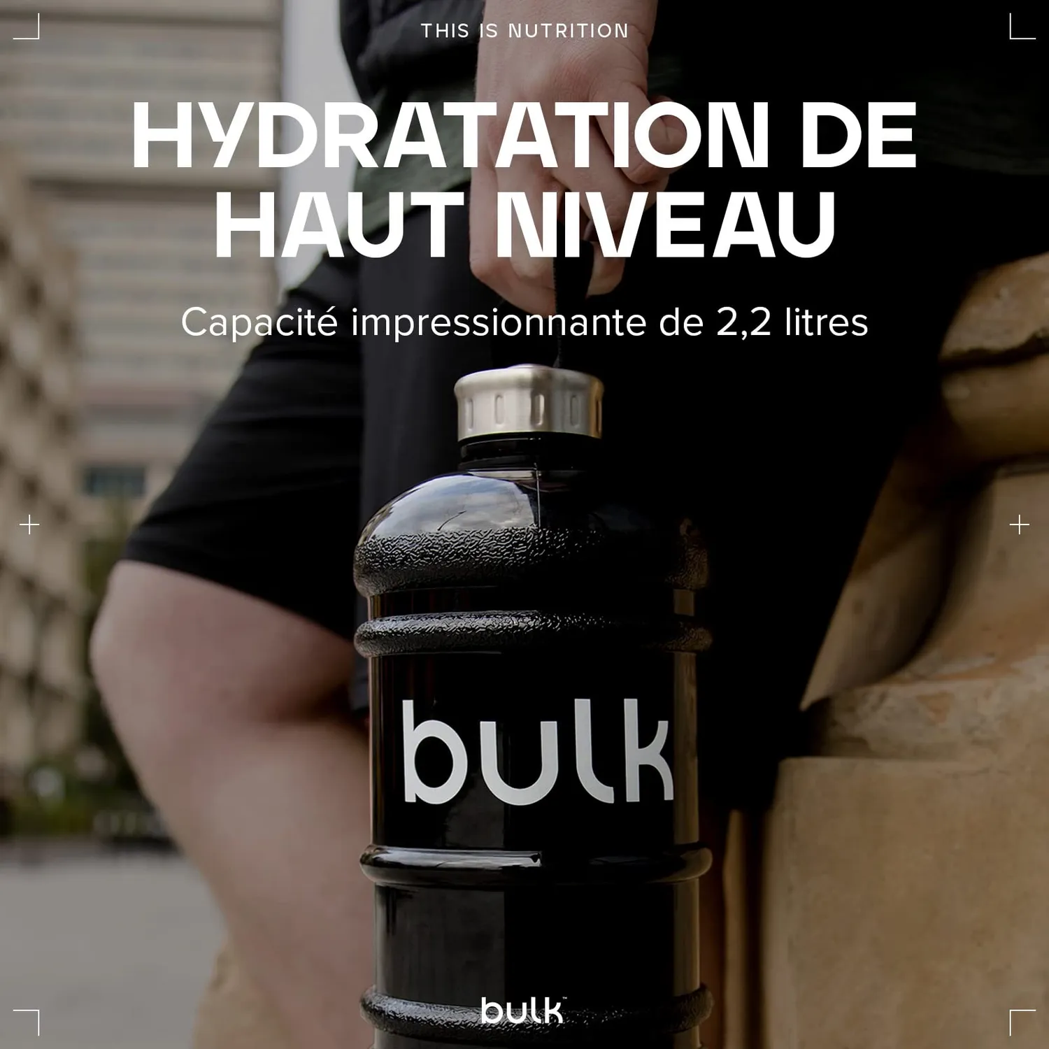 BULK Gourde d’eau 2,2 litres noir métallisé sans BPA