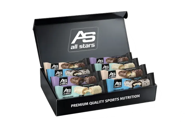 AllStars Smooth Core Protein Bar Trybox boîte de 8 barres 4 saveurs