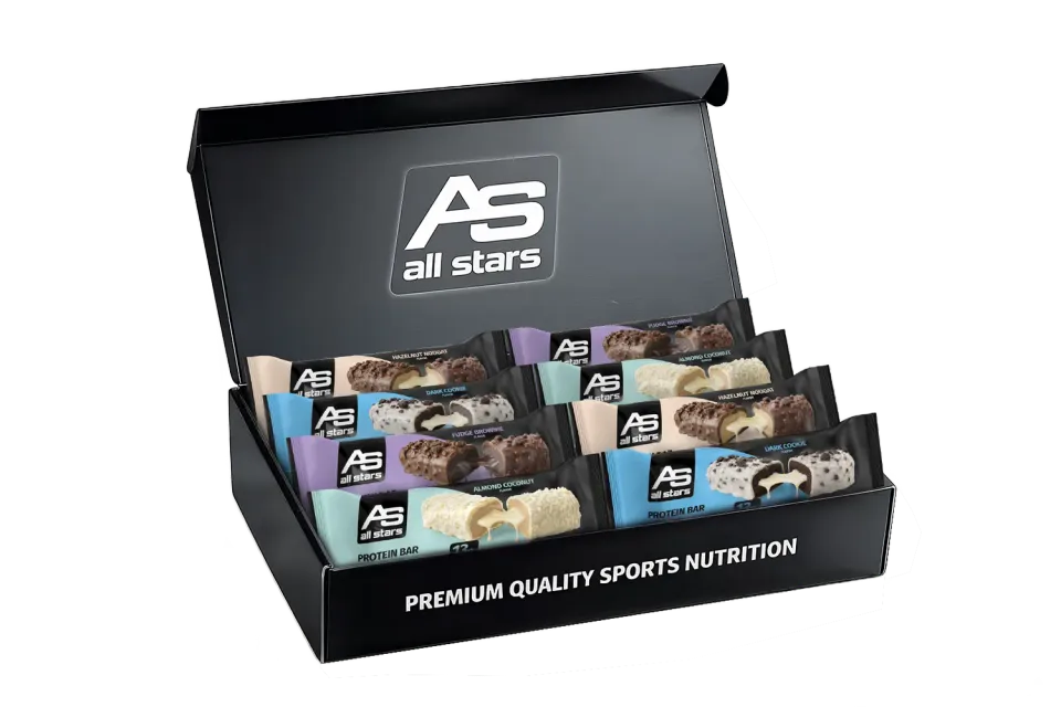 AllStars Smooth Core Protein Bar Trybox boîte de 8 barres 4 saveurs