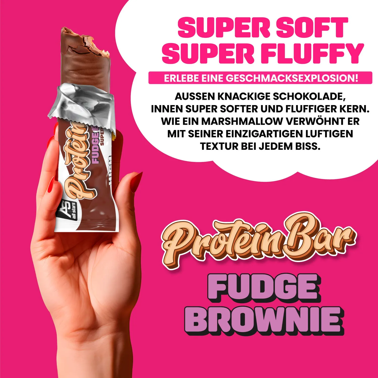 AllStars Protein Bar Soft & Fluffy barre protéinée Fudge Brownie 50 g moelleuse