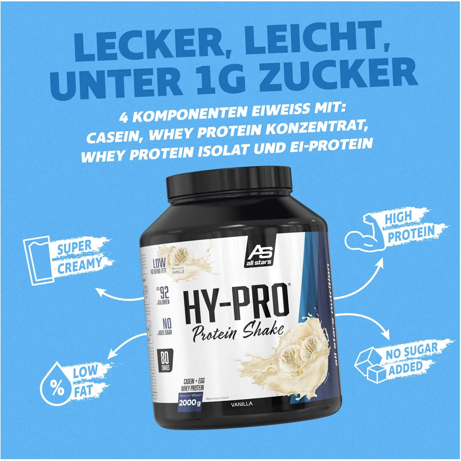 AllStars Hy-Pro protéine 2000 g multi-protéines crémeuse