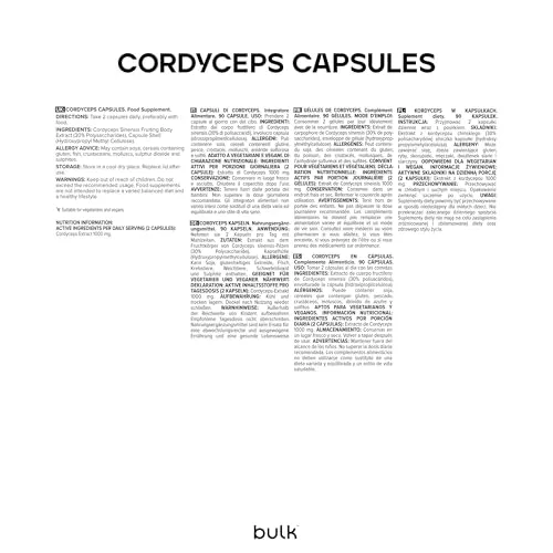 BULK Cordyceps Capsules gélules 30 unités extrait 500 mg