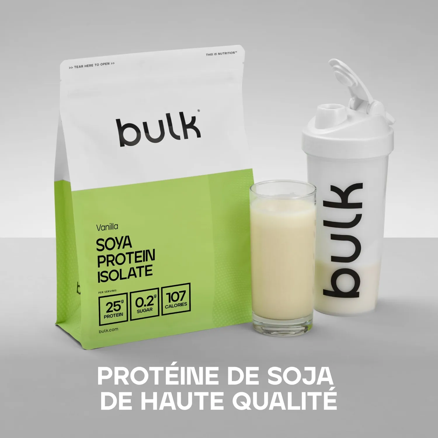BULK Isolat de protéine de soja poudre 1 kg Vanille végétale