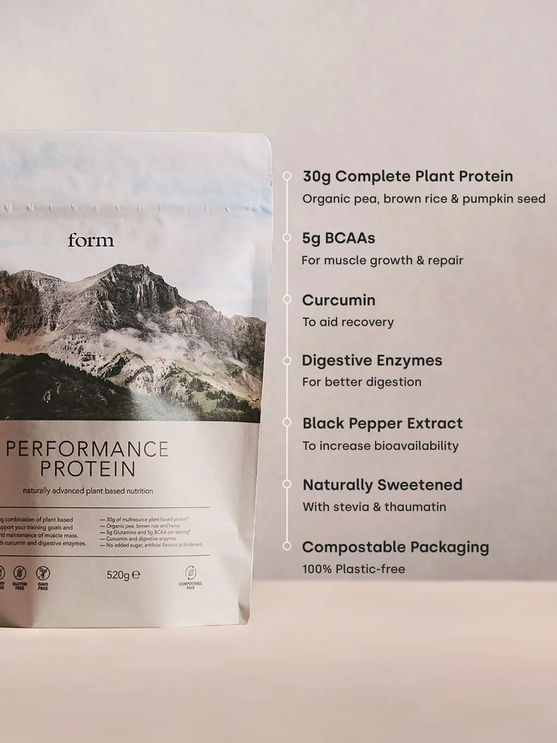 FORM NUTRITION Performance Protein poudre protéinée vegan 30 g curcuma