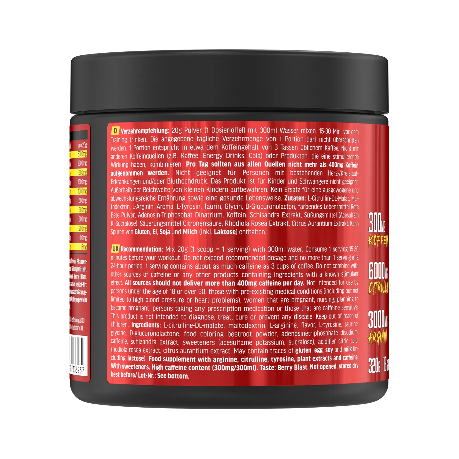AllStars Platinum Series Raw Intensity Pre Workout Booster poudre Berry Blast