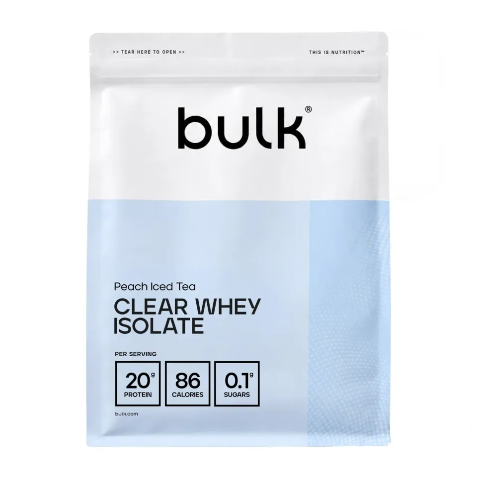 BULK Clear Whey Isolate protéine pêche thé glacé 500 g faible en sucre