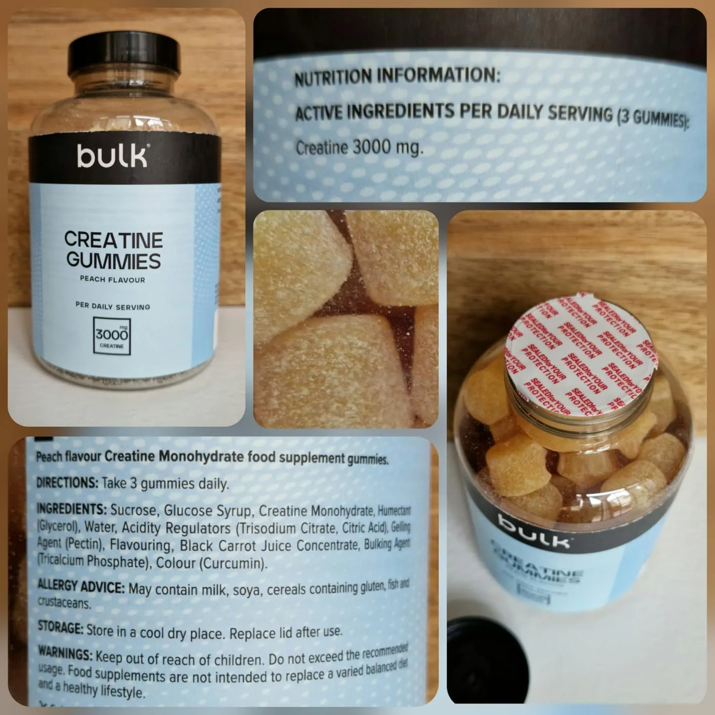 Bulk Gummies créatine pêche 60 gommes 1 g