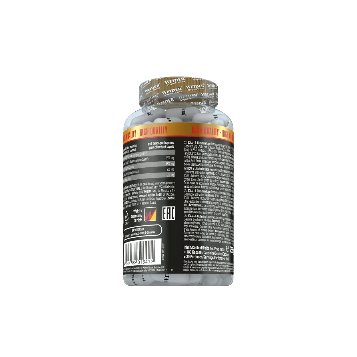 Weider BCAA + L-Glutamine Caps gélules 180 unités végétales