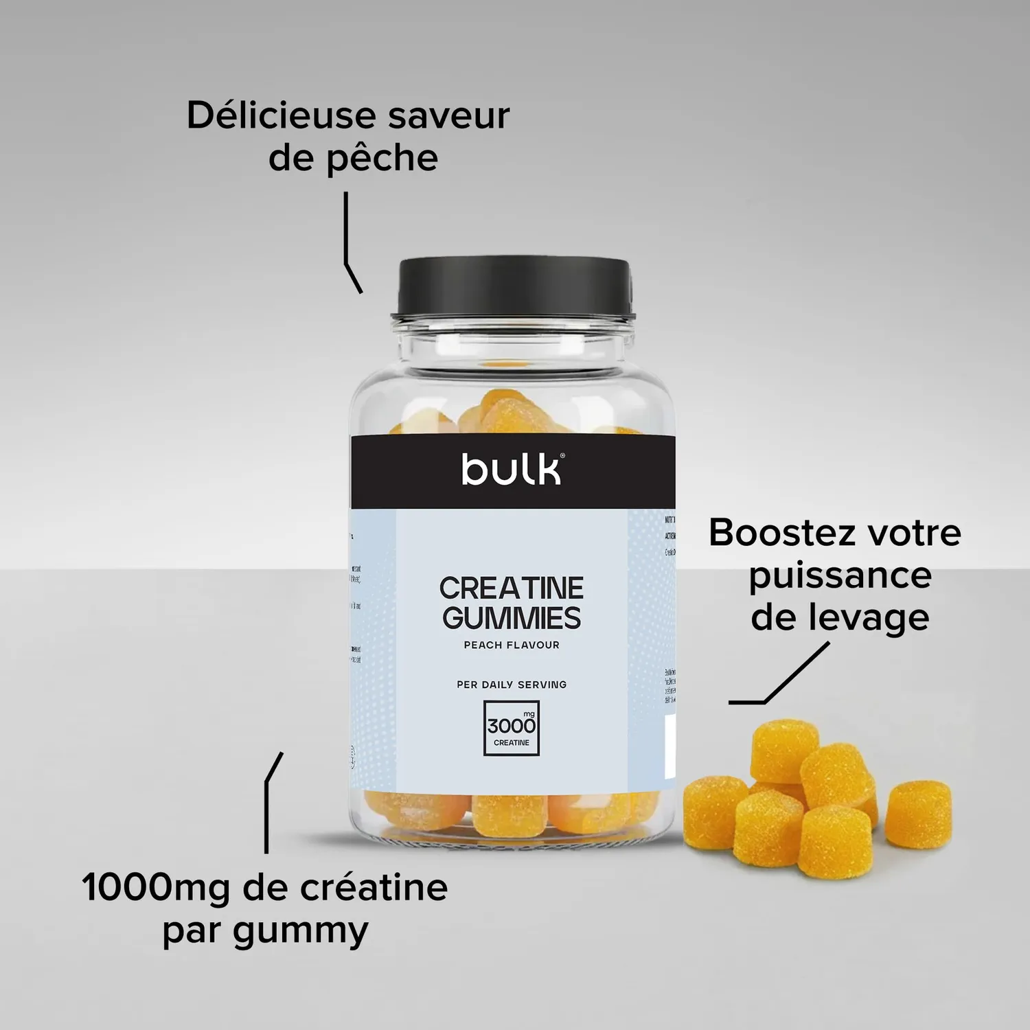Bulk Gummies créatine pêche 60 gommes 1 g