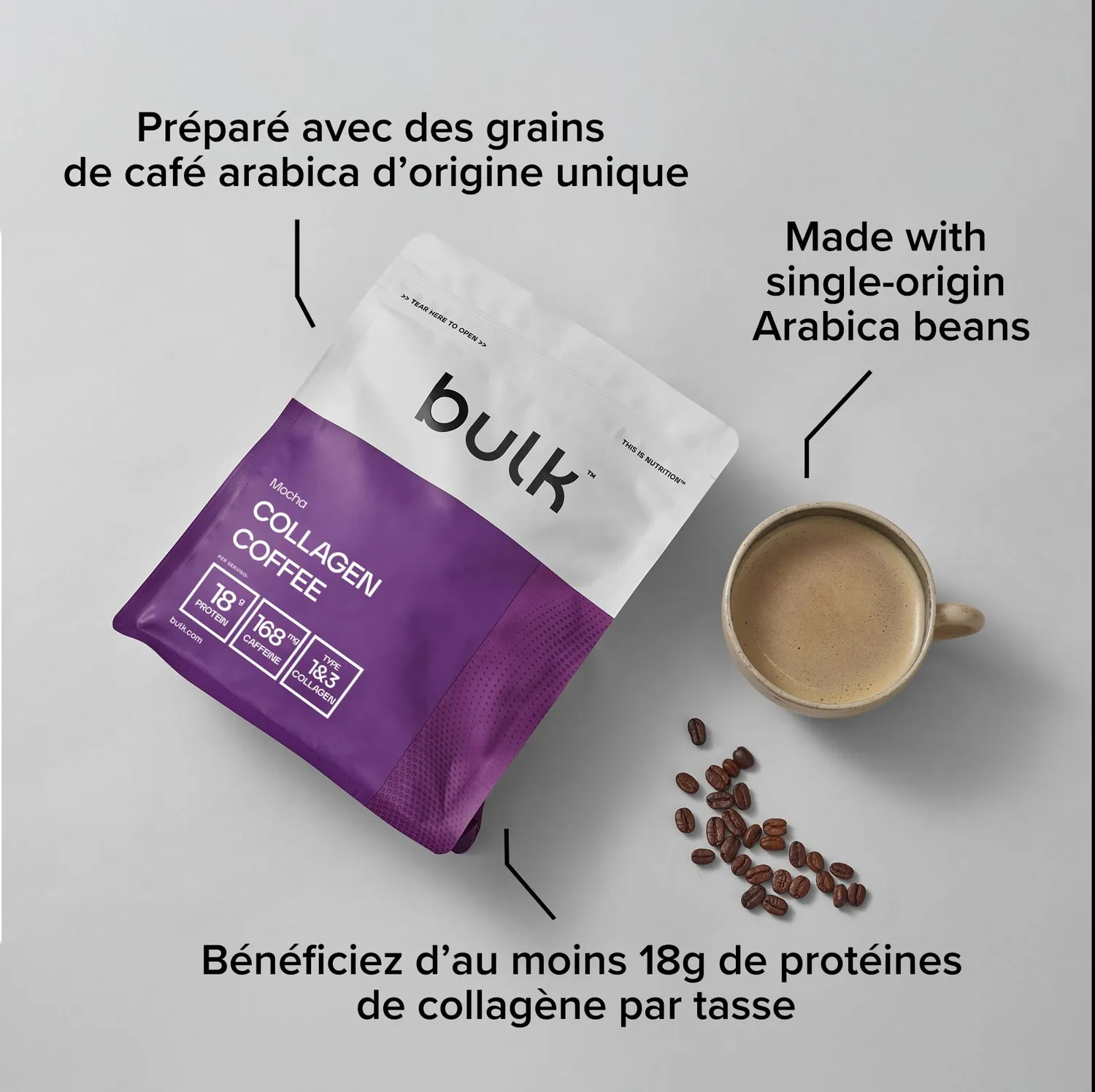 BULK Café au Collagène Latte glacé 500 g caféiné