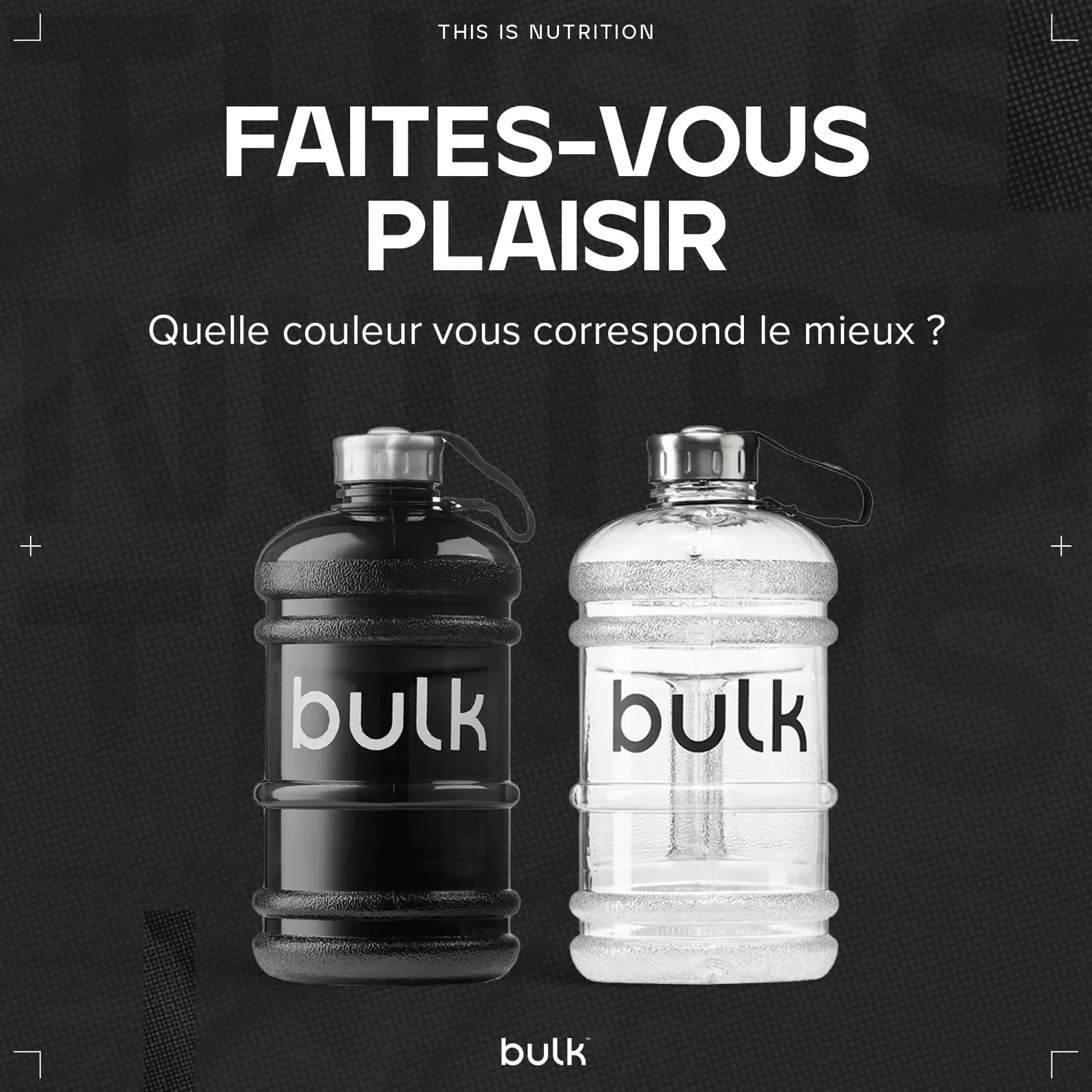 BULK Gourde d’eau 2,2 litres noir métallisé sans BPA