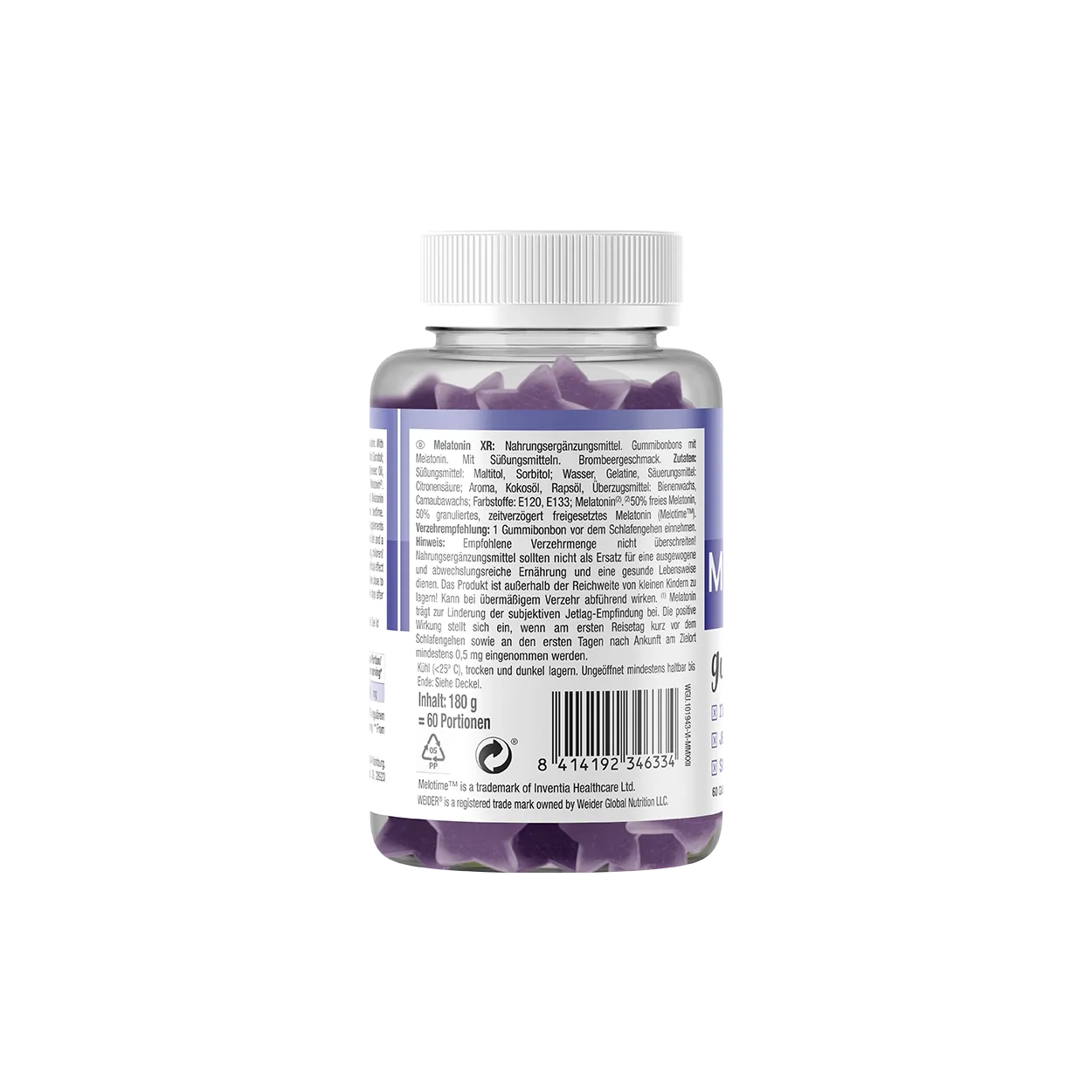 Weider Melatonin XR Gummies gummies à la mélatonine mûre
