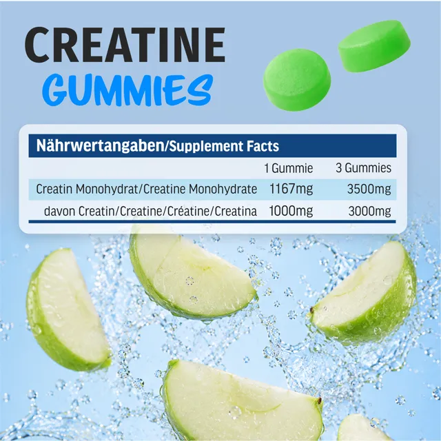 AllStars Creatine Gummies gummies créatine pomme verte 90 pièces