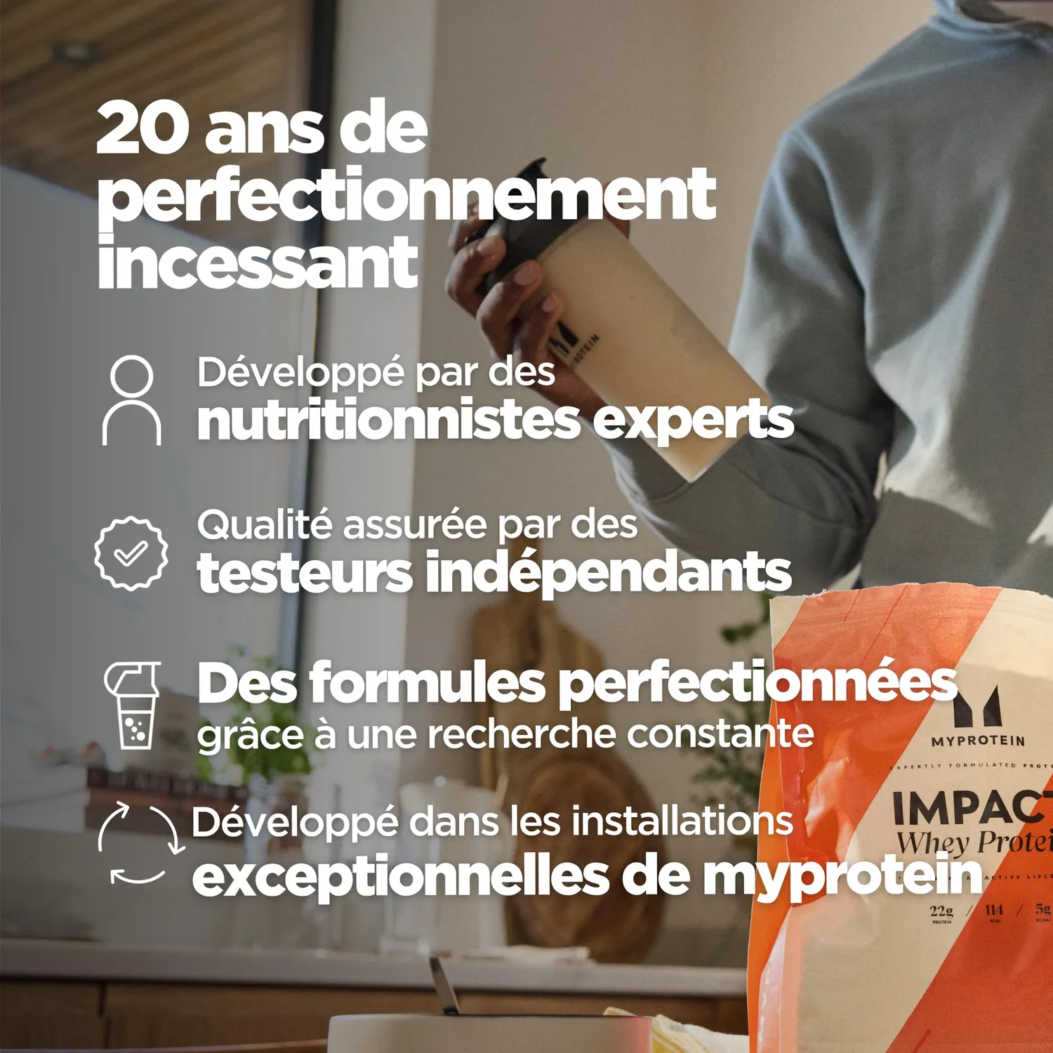 Myprotein Impact Whey Protein protéine whey Vanille 30 portions, 23 g protéines
