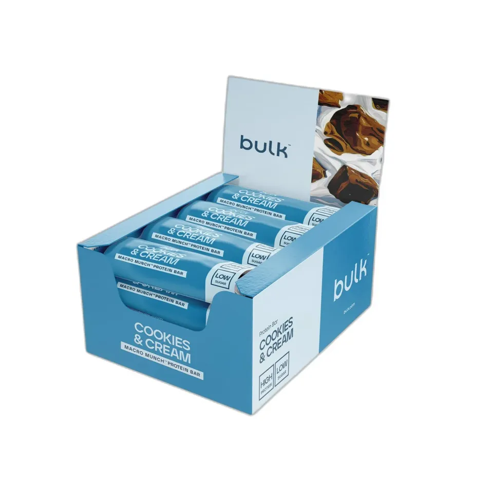 BULK Macro Munch Barre protéinée Biscuit et crème 62 g, riche en fibres