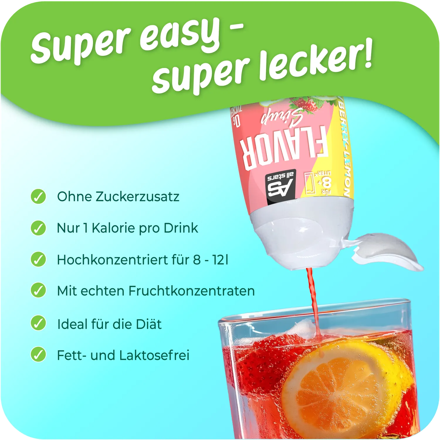 AllStars Flavor sirop Strawberry-Lemon 65 ml sans sucre