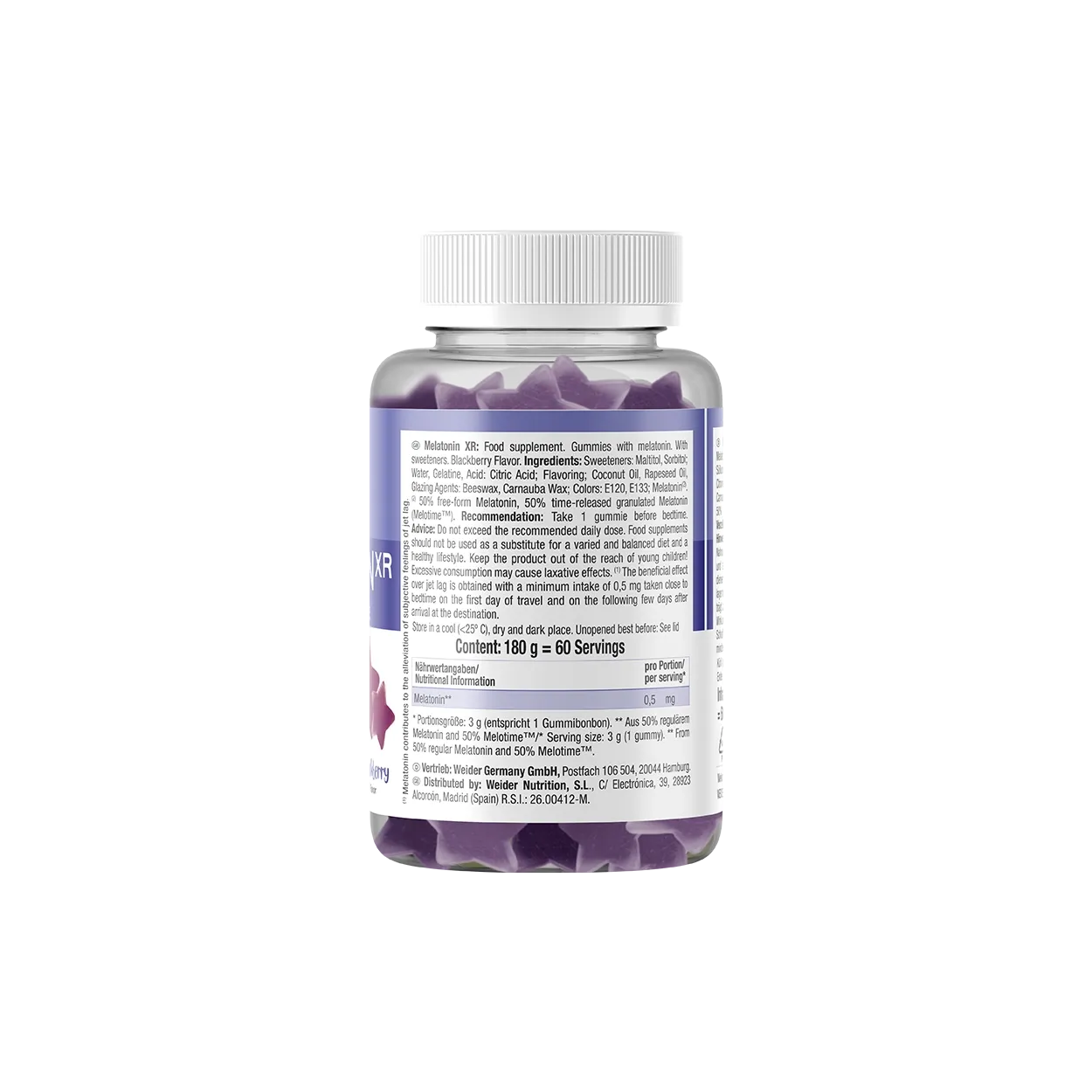 Weider Melatonin XR Gummies gummies à la mélatonine mûre