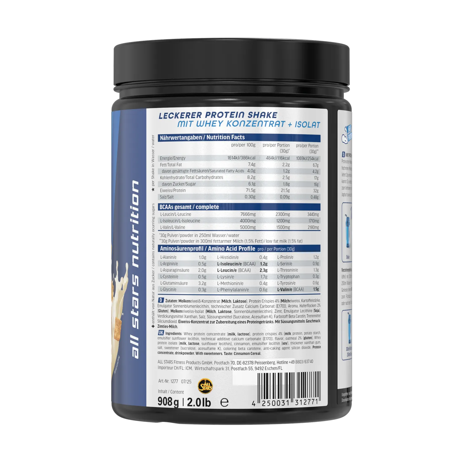 All Stars Whey Protein poudre 908 g concentré isolate