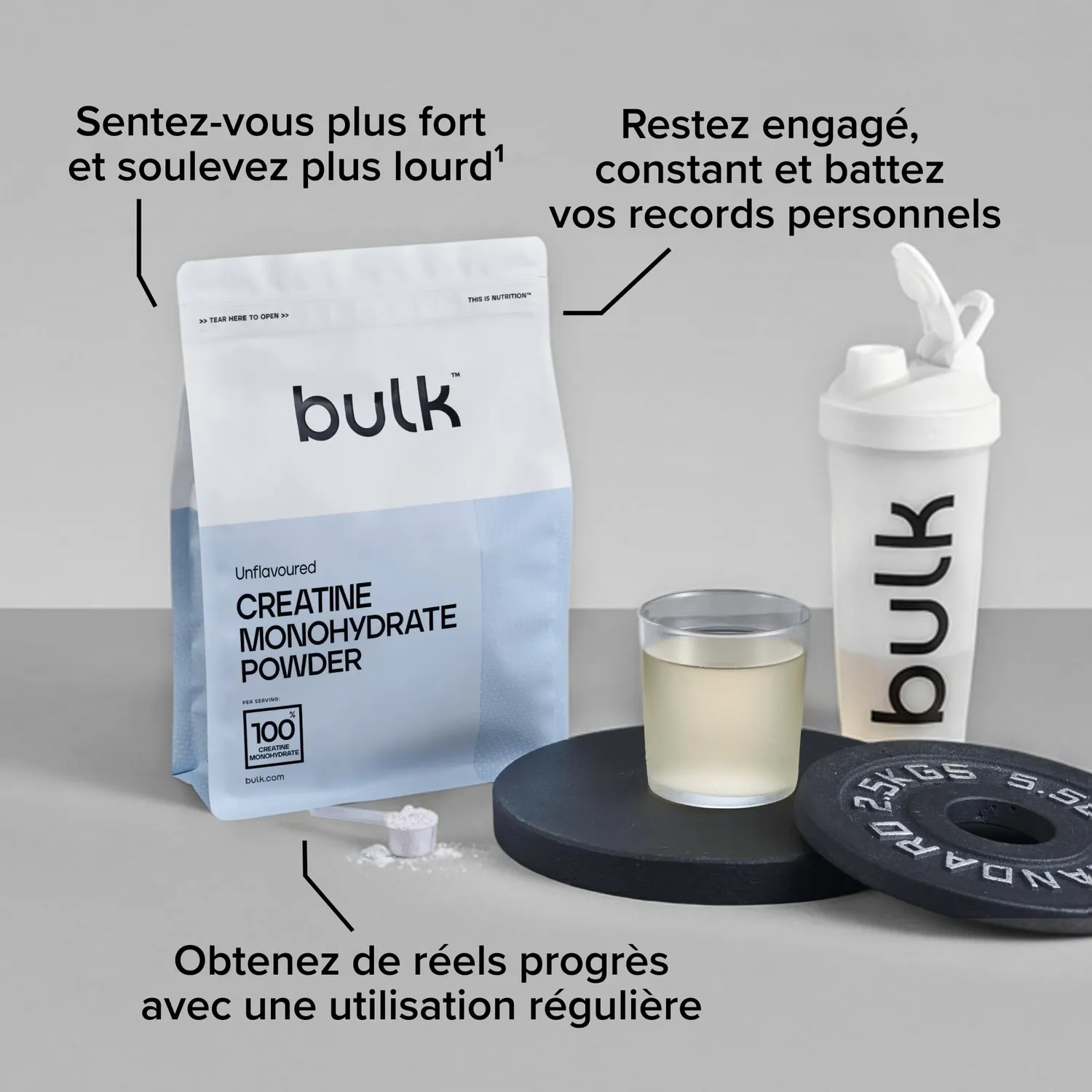 Bulk Créatine Monohydrate poudre 100 g sans saveur micronisée