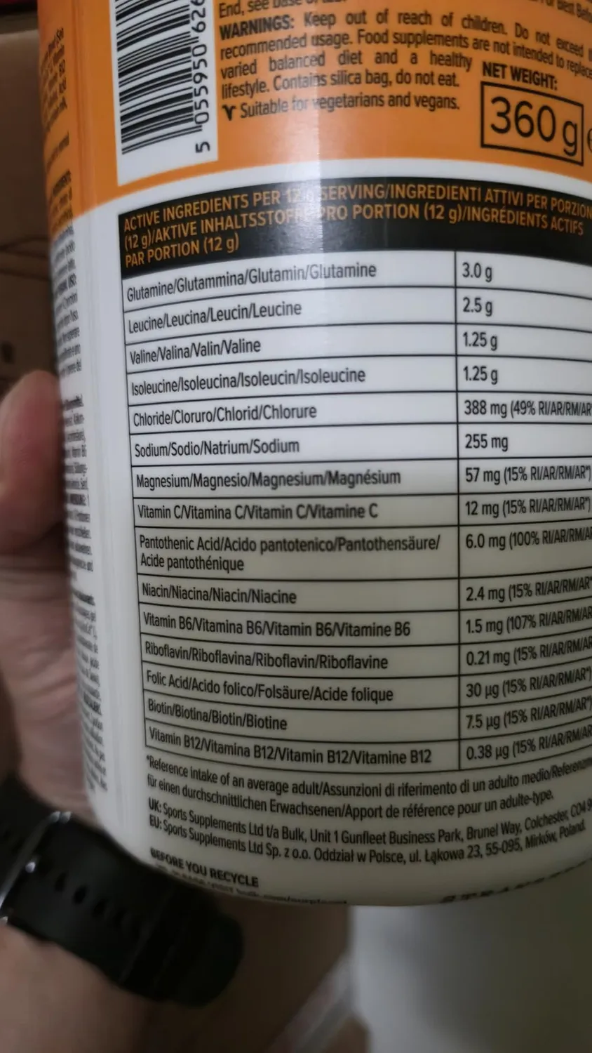 BULK Dope BCAA+ poudre intra-entraînement 360 g fraise citron vert