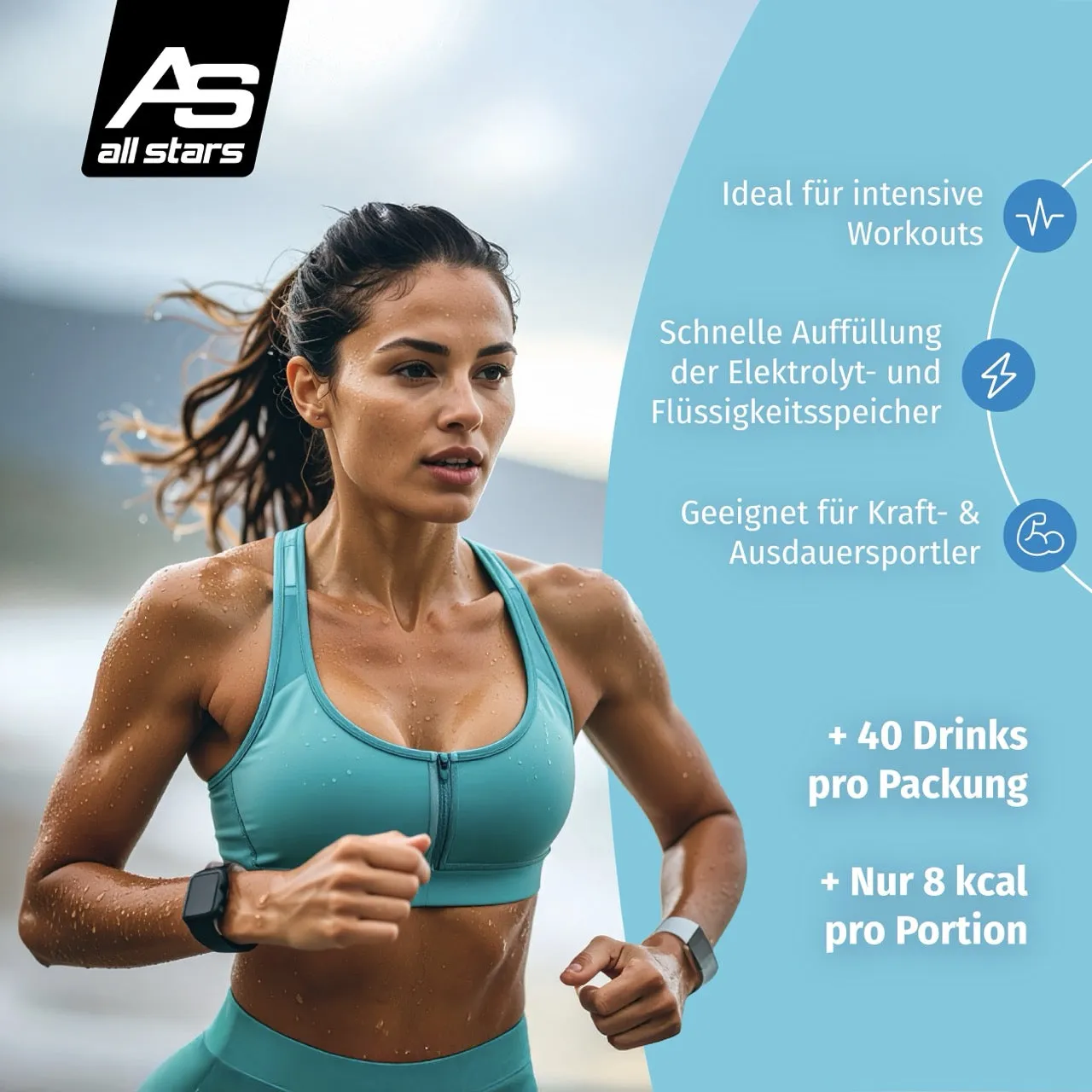 AllStars Hydration Electrolytes poudre 300 g citron sans sucre ajouté