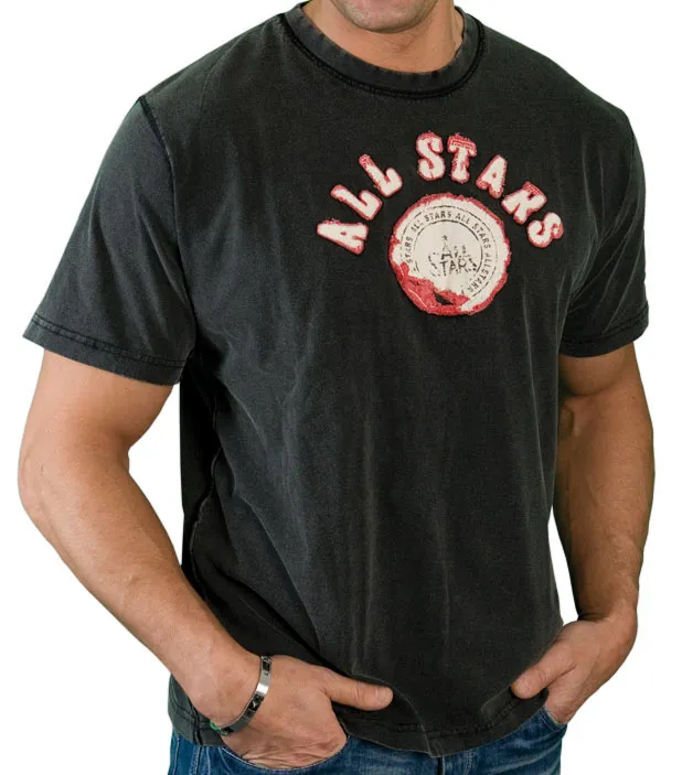 AllStars Acid Wash t-shirt bodybuilding noir 100% coton