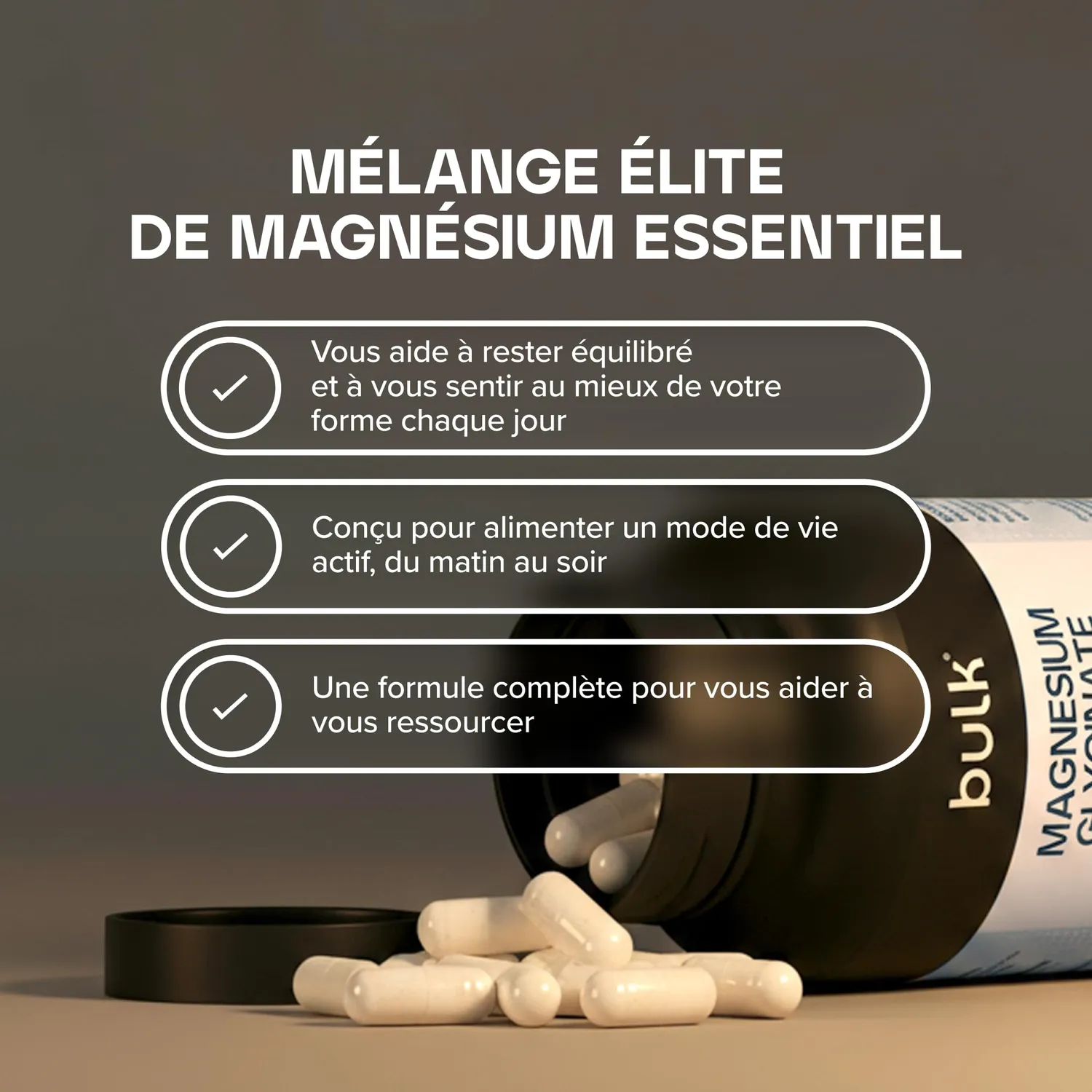 BULK Magnésium 3-en-1 Complexe comprimés 90 unités vegan