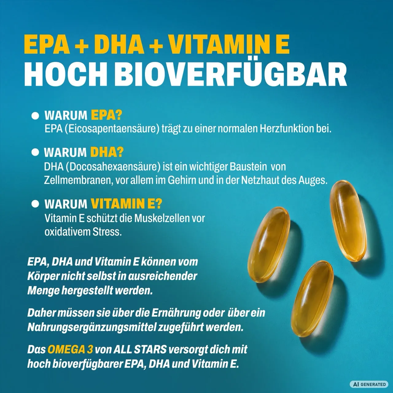 AllStars Omega 3 gélules huile de poisson 360 gélules
