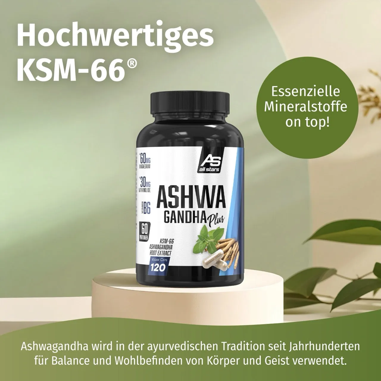AllStars Ashwagandha Plus gélules 120 unités KSM-66 vegan