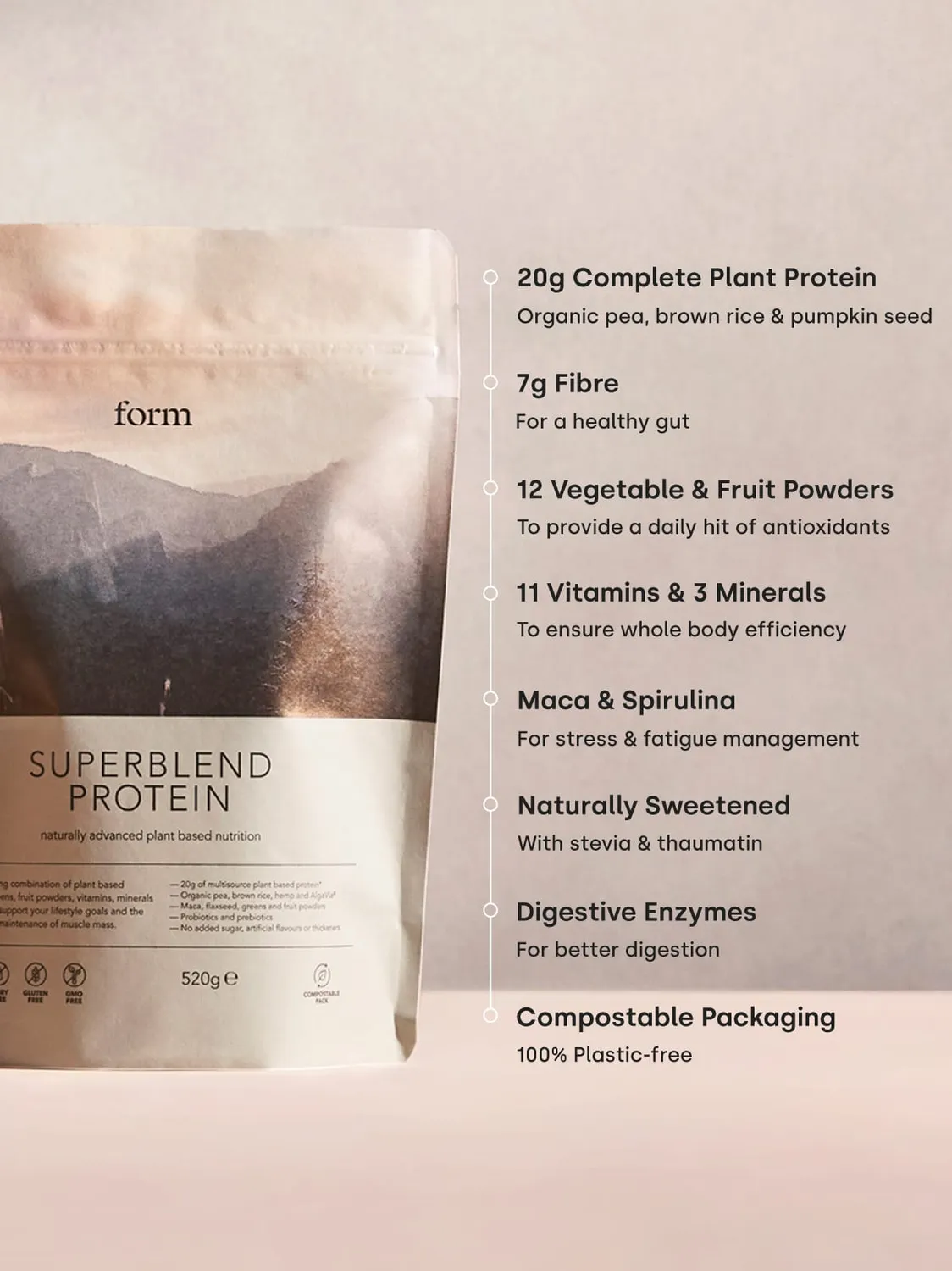 FORM NUTRITION Superblend Protein poudre protéinée vegan 20 g greens