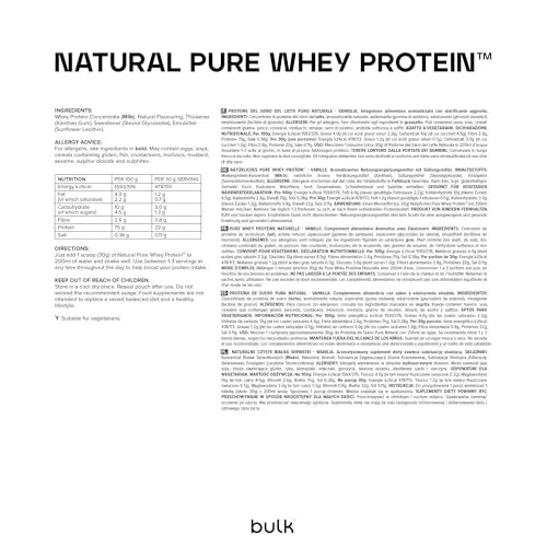 BULK Pure Whey protéine naturelle vanille 2,5 kg à la stévia