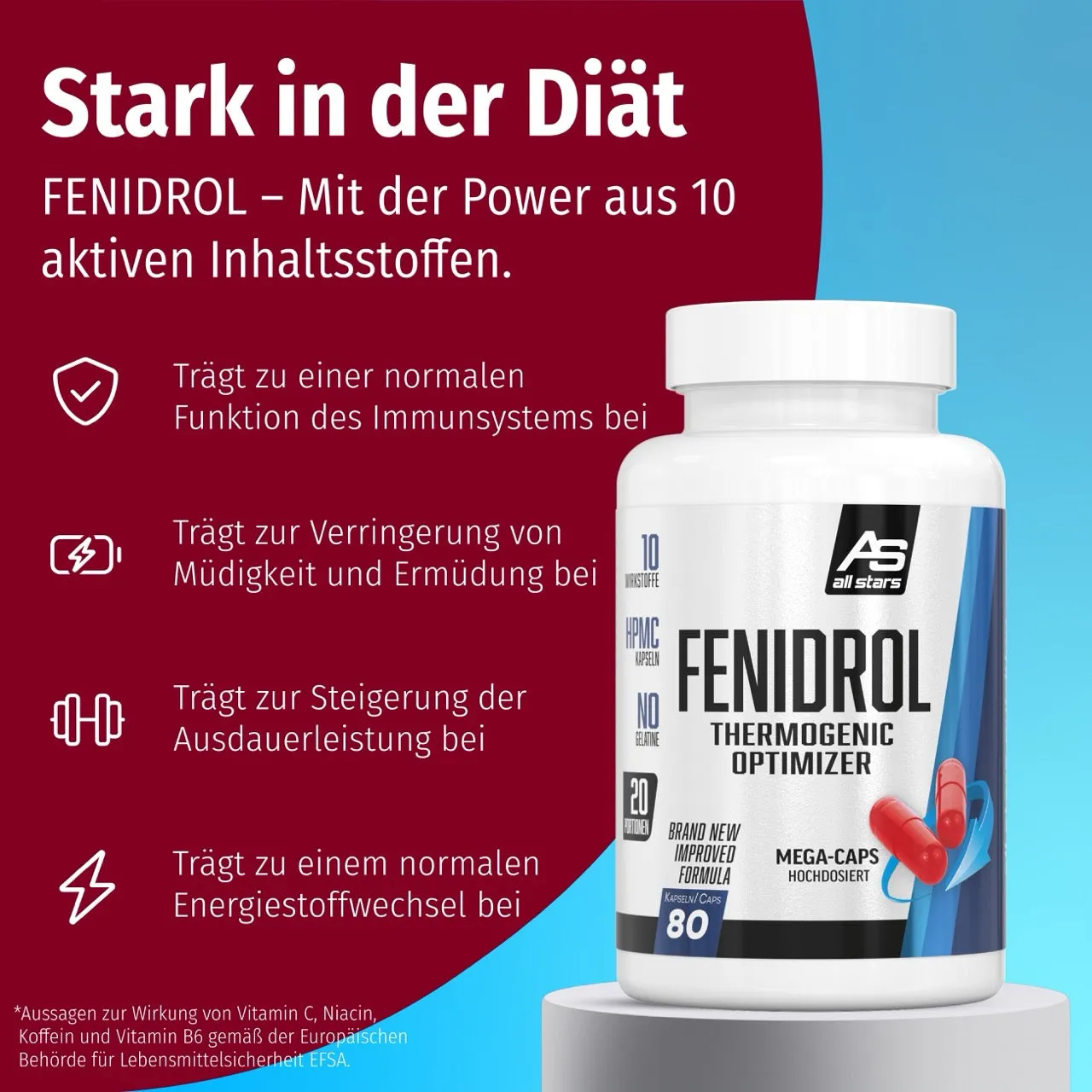 AllStars Fenidrol gélules 80 capsules caféine